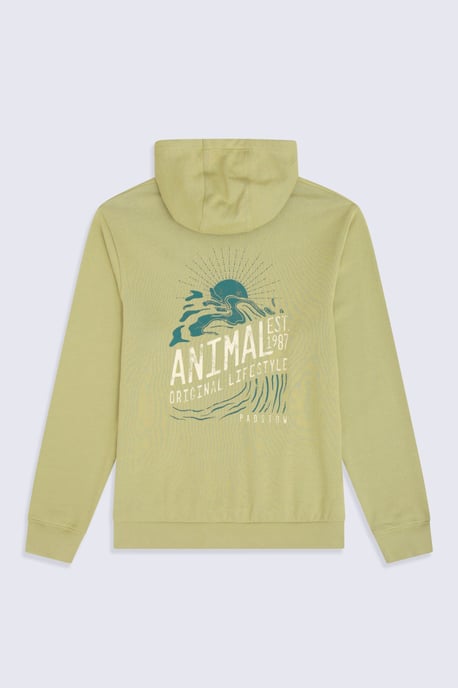 'River' Men's Padstow Regional Hoodie with Kangaroo Pocket Warm Cosy Pullover Khaki - Image 2