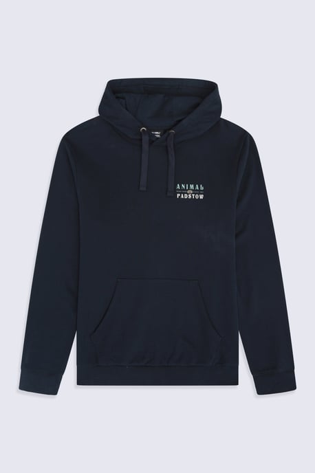'River' Men's Padstow Regional Hoodie with Kangaroo Pocket Warm Cosy Pullover Navy - Image 1