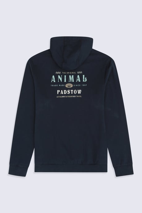 'River' Men's Padstow Regional Hoodie with Kangaroo Pocket Warm Cosy Pullover Navy - Image 2