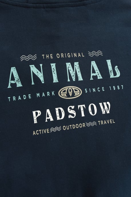 'River' Men's Padstow Regional Hoodie with Kangaroo Pocket Warm Cosy Pullover Navy - Image 4
