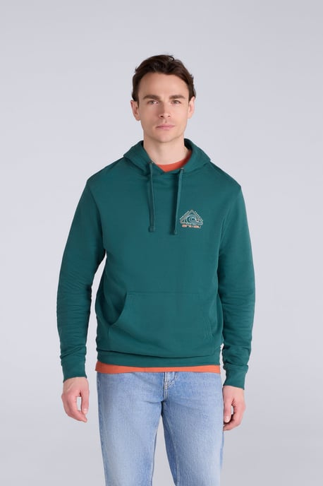 'River' Men's Hoodie Drawcord Adjustable Hood Cosy Pullover Dark Green - Image 1