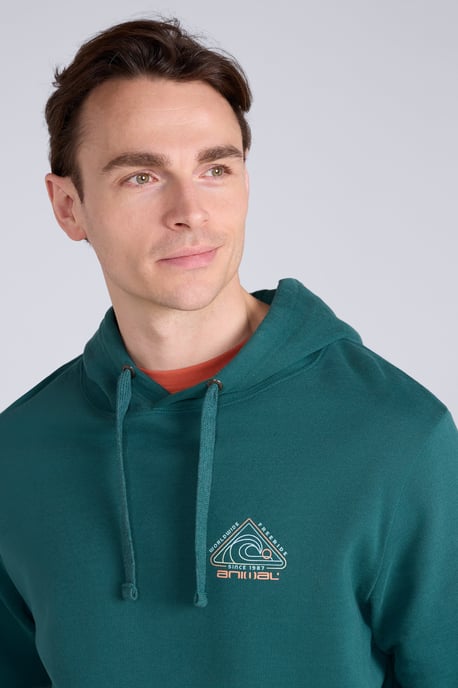 'River' Men's Hoodie Drawcord Adjustable Hood Cosy Pullover Dark Green - Image 3