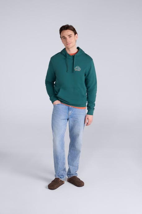 'River' Men's Hoodie Drawcord Adjustable Hood Cosy Pullover Dark Green - Image 4