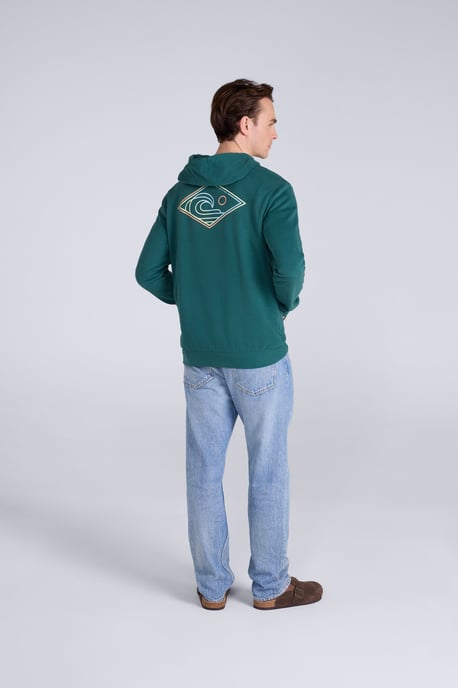 'River' Men's Hoodie Drawcord Adjustable Hood Cosy Pullover Dark Green - Image 5