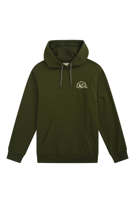 'Regional' Men's Cornwall Graphic Overhead Hoodie Drawcord Warm Cosy Pullover Khaki - Image 1