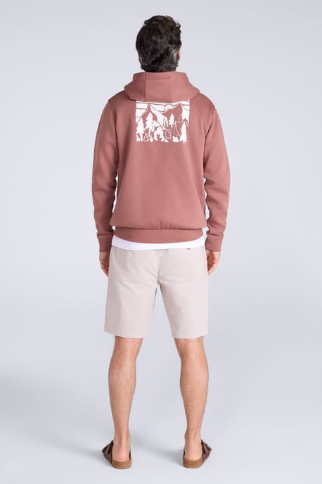 'Mountain Badge' Men's Graphic Hoodie Warm Cosy Soft Cotton Kangaroo Pocket Top Brown - Image 5