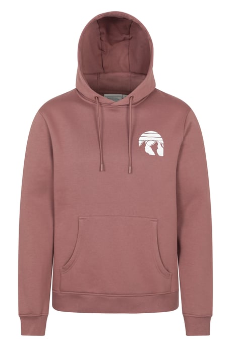 'Mountain Badge' Men's Graphic Hoodie Warm Cosy Soft Cotton Kangaroo Pocket Top Brown - Image 6
