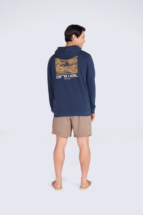 'River' Men's Hoodie Drawcord Adjustable Hood Cosy Pullover Blue/Navy - Image 4