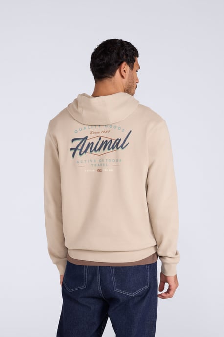 'River' Men's Hoodie Drawcord Adjustable Hood Cosy Pullover Beige - Image 2