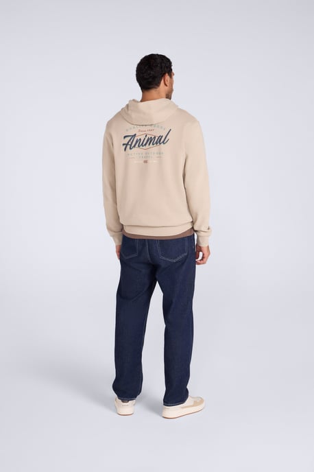 'River' Men's Hoodie Drawcord Adjustable Hood Cosy Pullover Beige - Image 4