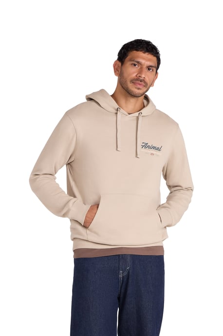 'River' Men's Hoodie Drawcord Adjustable Hood Cosy Pullover Beige - Image 5