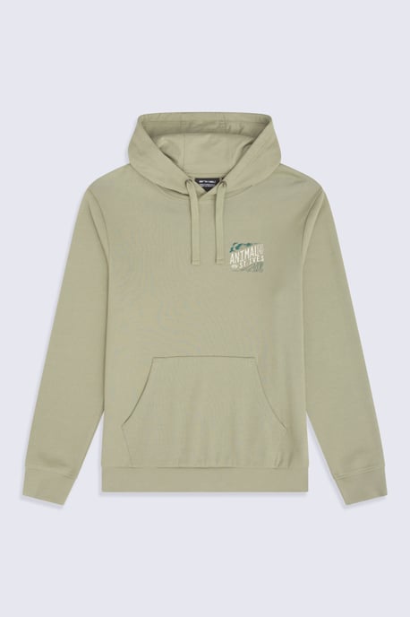 'River' Men's St Ives Regional Hoodie with Kangaroo Pocket Warm Cosy Pullover Khaki - Image 1