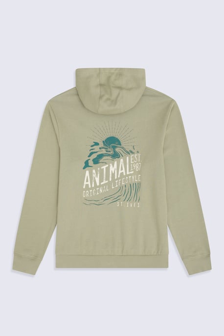 'River' Men's St Ives Regional Hoodie with Kangaroo Pocket Warm Cosy Pullover Khaki - Image 2