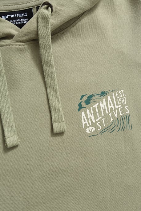 'River' Men's St Ives Regional Hoodie with Kangaroo Pocket Warm Cosy Pullover Khaki - Image 3