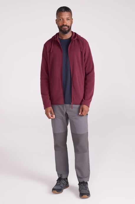'Camber' Men's Full Zip Hoodie Adjustable Hood Warm Cosy Jumper Burgundy - Image 2