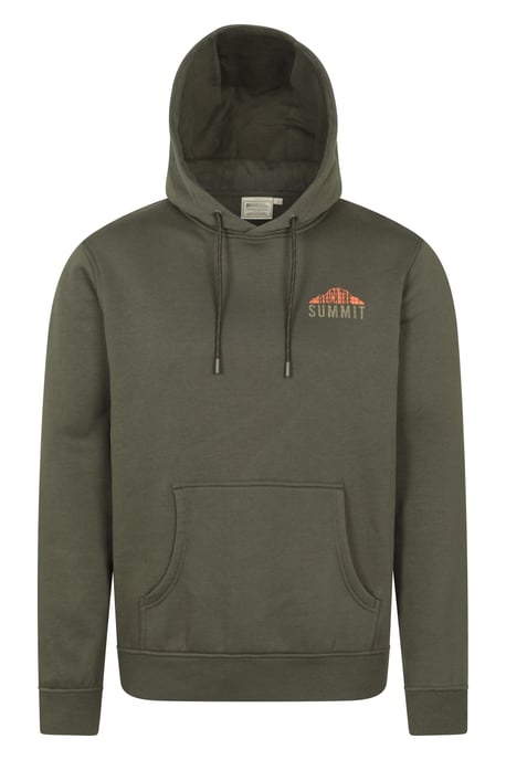 'Mountain Grid' Men's Graphic Hoodie Breathable Drawcord Cosy Pullover Khaki - Image 1