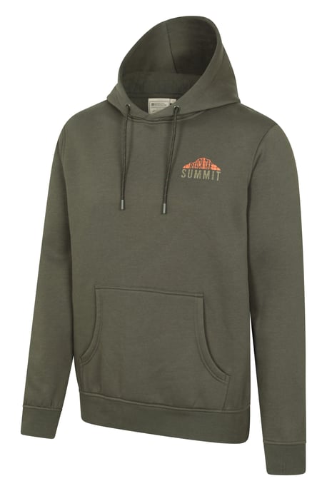 'Mountain Grid' Men's Graphic Hoodie Breathable Drawcord Cosy Pullover Khaki - Image 2