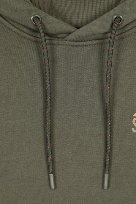 'Mountain Grid' Men's Graphic Hoodie Breathable Drawcord Cosy Pullover Khaki - Image 5