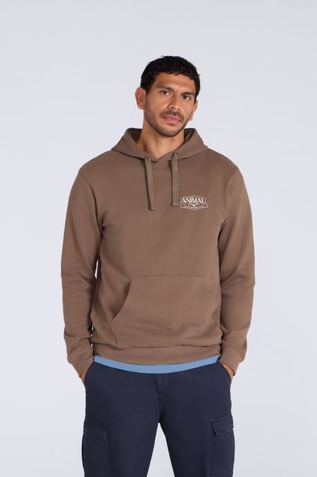 'River' Men's Hoodie Drawcord Adjustable Hood Cosy Pullover Brown - Image 1