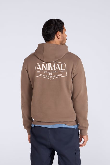 'River' Men's Hoodie Drawcord Adjustable Hood Cosy Pullover Brown - Image 2