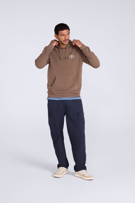 'River' Men's Hoodie Drawcord Adjustable Hood Cosy Pullover Brown - Image 3