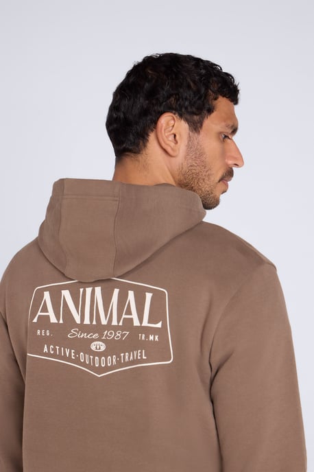 'River' Men's Hoodie Drawcord Adjustable Hood Cosy Pullover Brown - Image 4