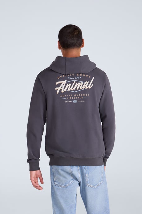 'River' Men's Hoodie Drawcord Adjustable Hood Cosy Pullover Black - Image 2
