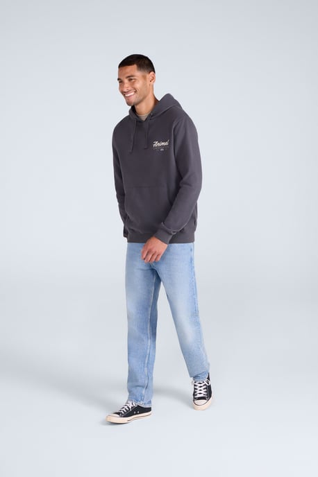 'River' Men's Hoodie Drawcord Adjustable Hood Cosy Pullover Black - Image 3