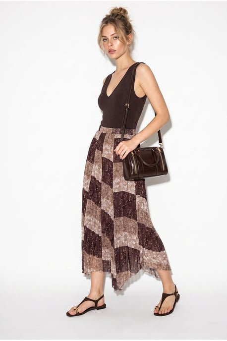 High Waist Paisley Print Midi Skirt with Belt - Image 2