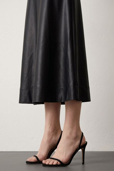 High-Waist Midi A-Line Faux Leather Skirt - Image 5