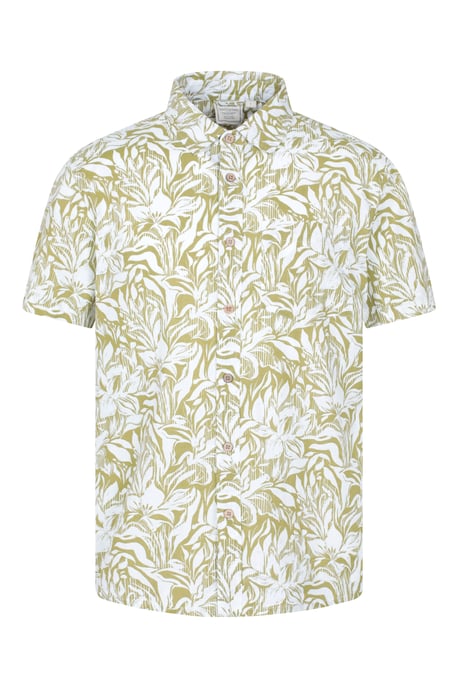 Tropical Printed Men's Short Sleeve Shirt 100% Cotton Chest Pocket Holiday Top - Image 1