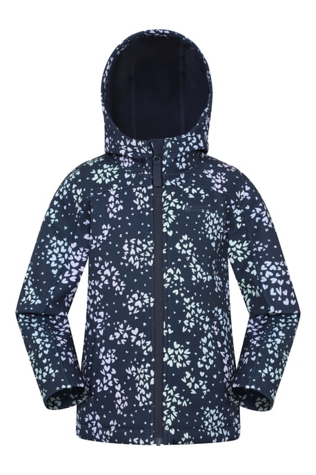 'Exodus' Kids Softshell Jacket with Two Side Pockets Fleece Lined Water Resistant Outdoors Coat Indigo Blue - Image 1