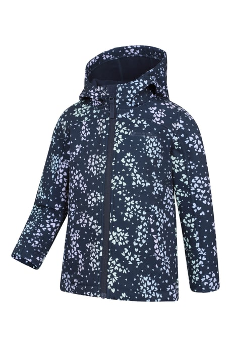 'Exodus' Kids Softshell Jacket with Two Side Pockets Fleece Lined Water Resistant Outdoors Coat Indigo Blue - Image 2