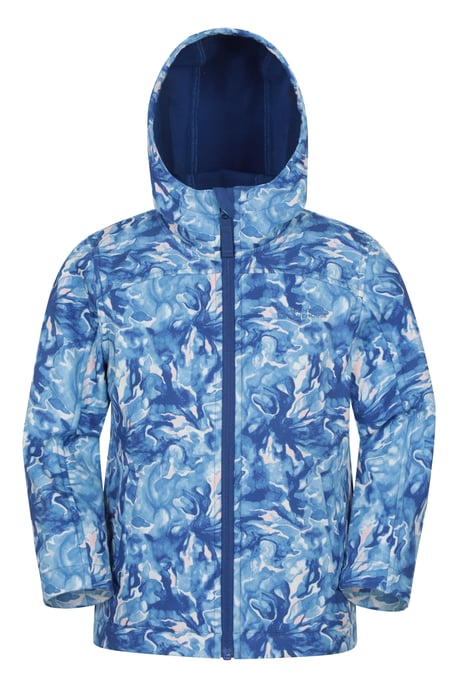 'Exodus' Kids Softshell Jacket with Two Side Pockets Fleece Lined Water Resistant Outdoors Coat Pale Blue - Image 2