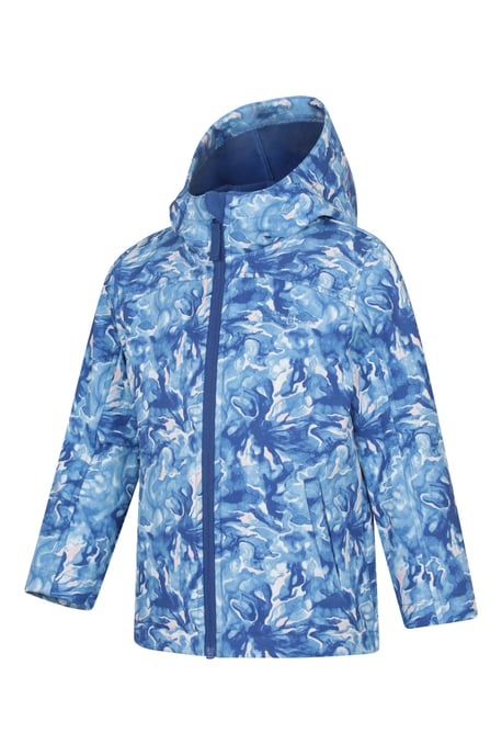 'Exodus' Kids Softshell Jacket with Two Side Pockets Fleece Lined Water Resistant Outdoors Coat Pale Blue - Image 3