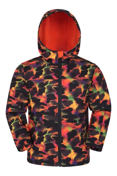 'Exodus' Kids Softshell Jacket with Two Side Pockets Fleece Lined Water Resistant Outdoors Coat Dark Red - Image 1