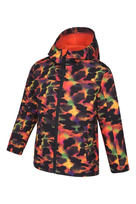 'Exodus' Kids Softshell Jacket with Two Side Pockets Fleece Lined Water Resistant Outdoors Coat Dark Red - Image 2