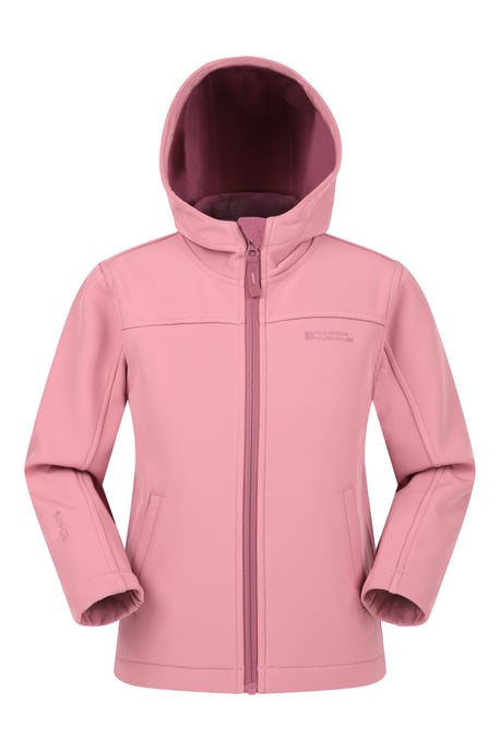 'Exodus' Kids Softshell Jacket with Two Side Pockets Fleece Lined Water Resistant Outdoors Coat Light Pink - Image 1