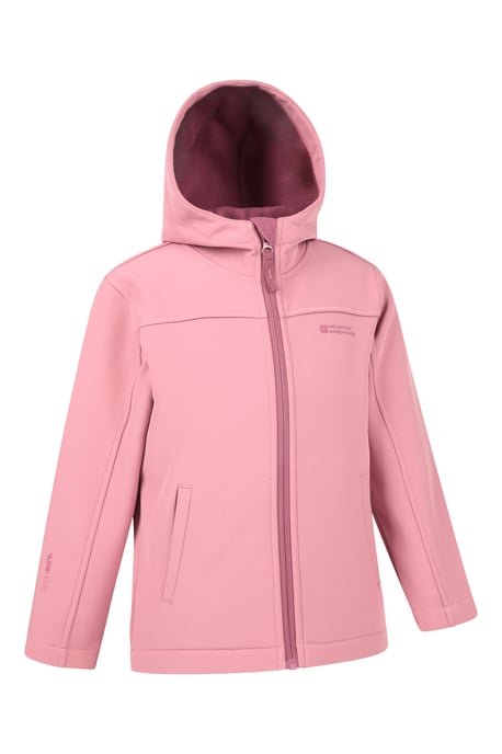 'Exodus' Kids Softshell Jacket with Two Side Pockets Fleece Lined Water Resistant Outdoors Coat Light Pink - Image 2