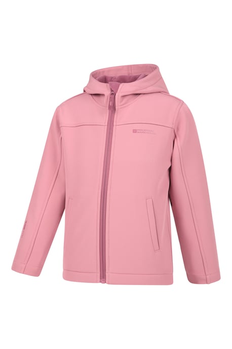 'Exodus' Kids Softshell Jacket with Two Side Pockets Fleece Lined Water Resistant Outdoors Coat Light Pink - Image 4