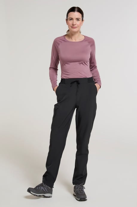 'Adventure' Women's Water Resistant Trousers Stretchy Fleece Lined Outdoor Pants Black - Image 2