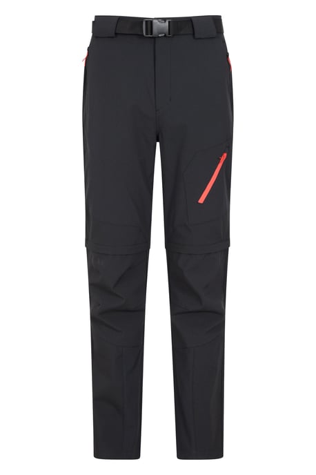 'Forest' Men's Trekking Zip Off Trousers Short 4-Way Stretch Hiking Convertible Pants Black - Image 1