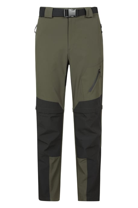 'Forest' Men's Trekking Zip Off Trousers Short 4-Way Stretch Hiking Convertible Pants Green - Image 1