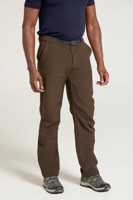 'Rockcliffe' Men's Softshell Hiking Trouser Windproof Water Resistant Pants Brown - Image 4