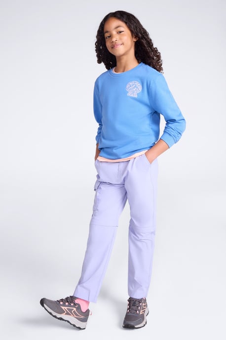 'Active' Kids Convertible Trousers Fade Resistant Outdoor Hiking Zip Off Pants Lilac - Image 1