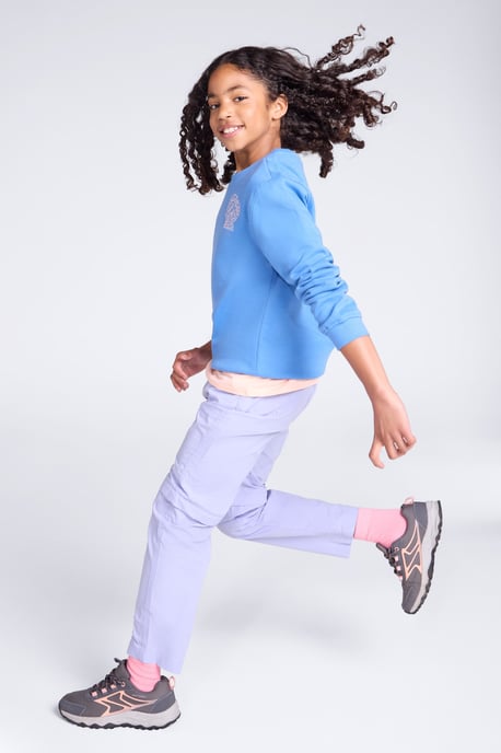 'Active' Kids Convertible Trousers Fade Resistant Outdoor Hiking Zip Off Pants Lilac - Image 2