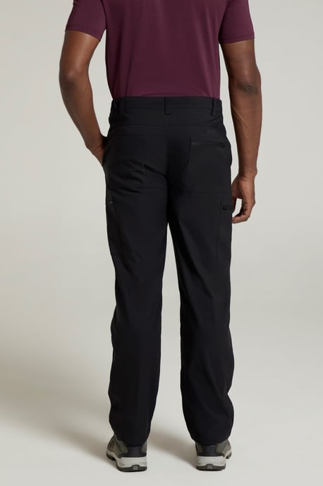 'Trek' Men's Stretch Trouser Lightweight Fleece Lined Quick Dry Outdoor Pants Black - Image 3