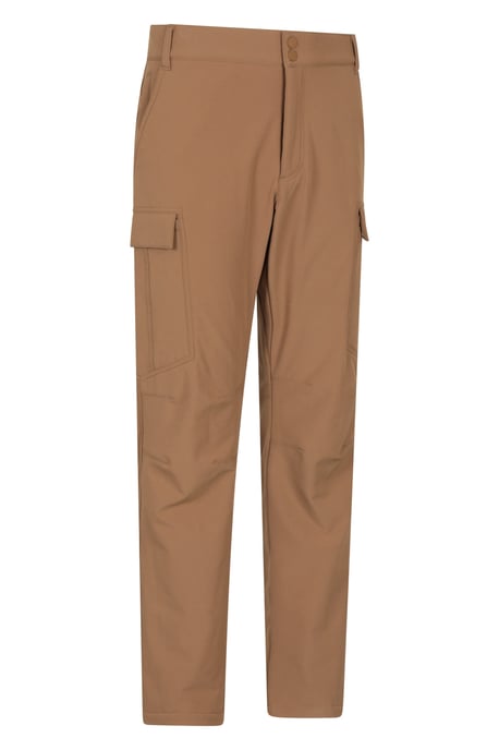 'Beacon' Men's Fleece Lined Softshell Trouser Windproof Water Resistant Pants Tan - Image 3