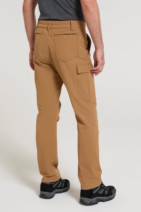 'Beacon' Men's Fleece Lined Softshell Trouser Windproof Water Resistant Pants Tan - Image 6