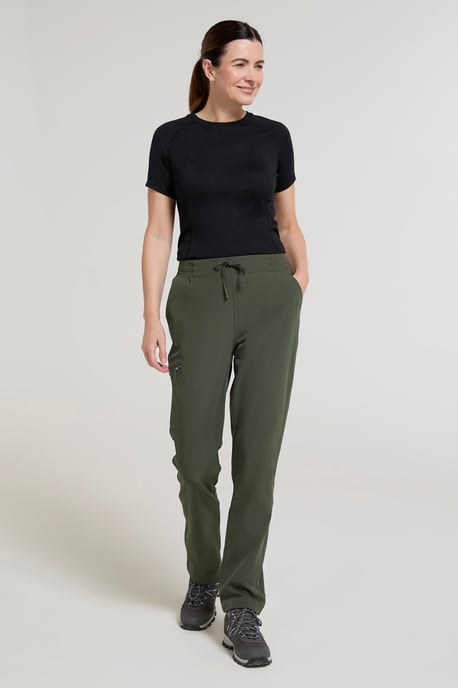 'Adventure' Women's Water Resistant Trousers Stretchy Fleece Lined Outdoor Pants Khaki - Image 2